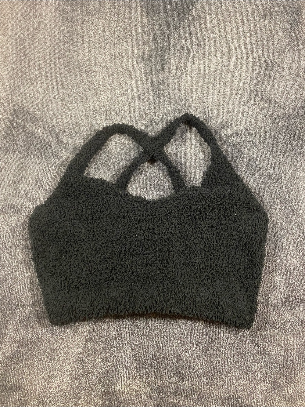 POL Black Fuzzy Crossback Bralette
